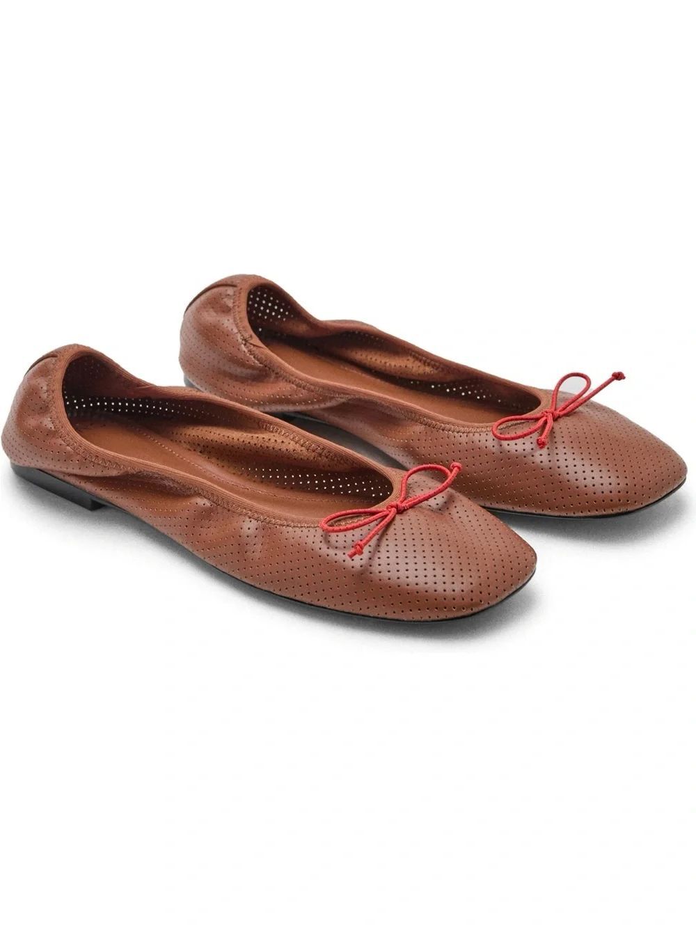 Mango Perforated Ballet Flat with bow
